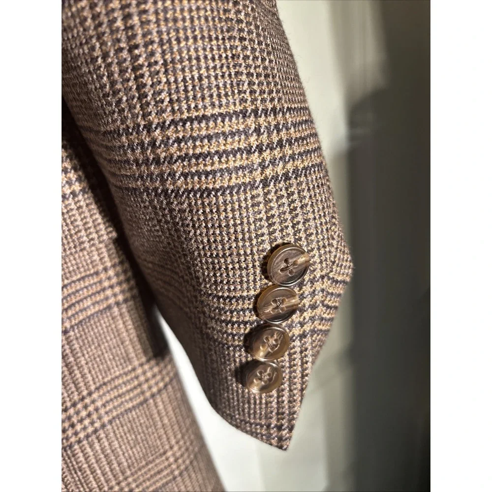 Hart Schaffer Marx Wool Plaid Suit Jacket‎ Sz 46 Regular